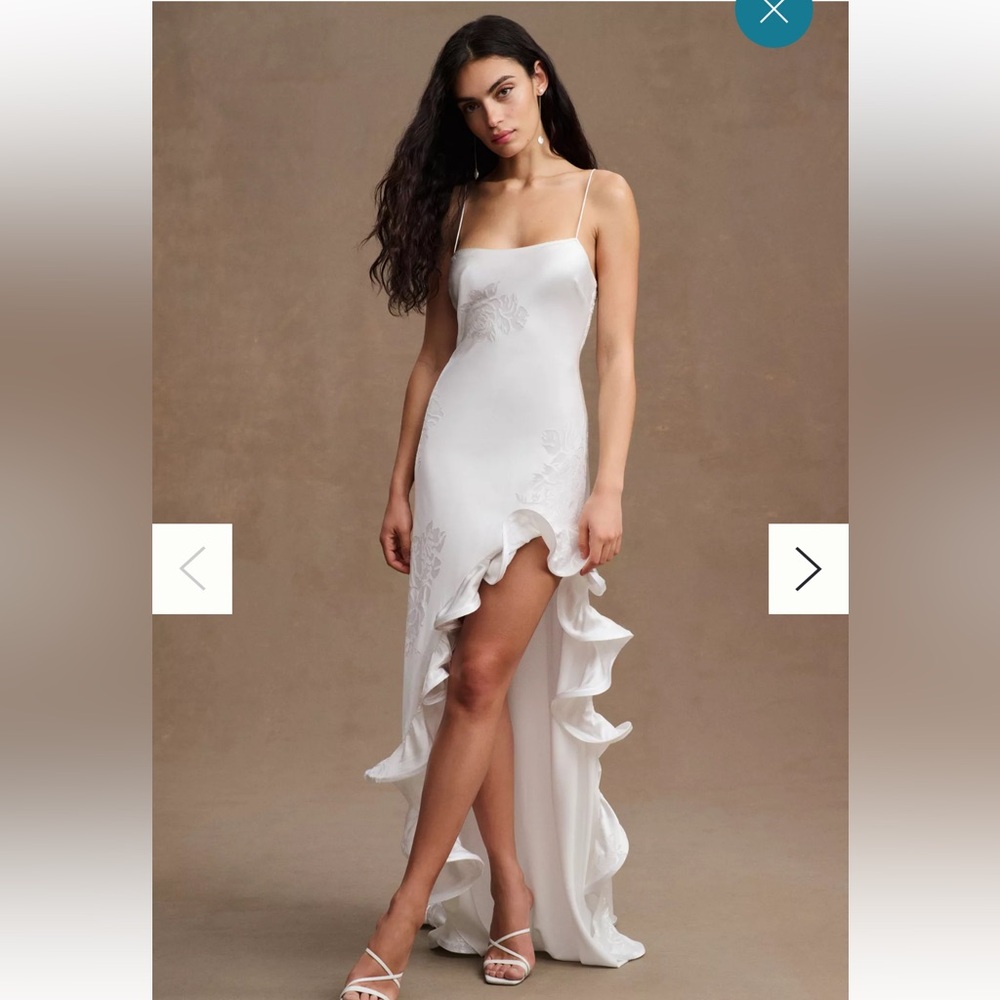 Ronny Kobo Valencia Flounce-Hem High-Low Gown